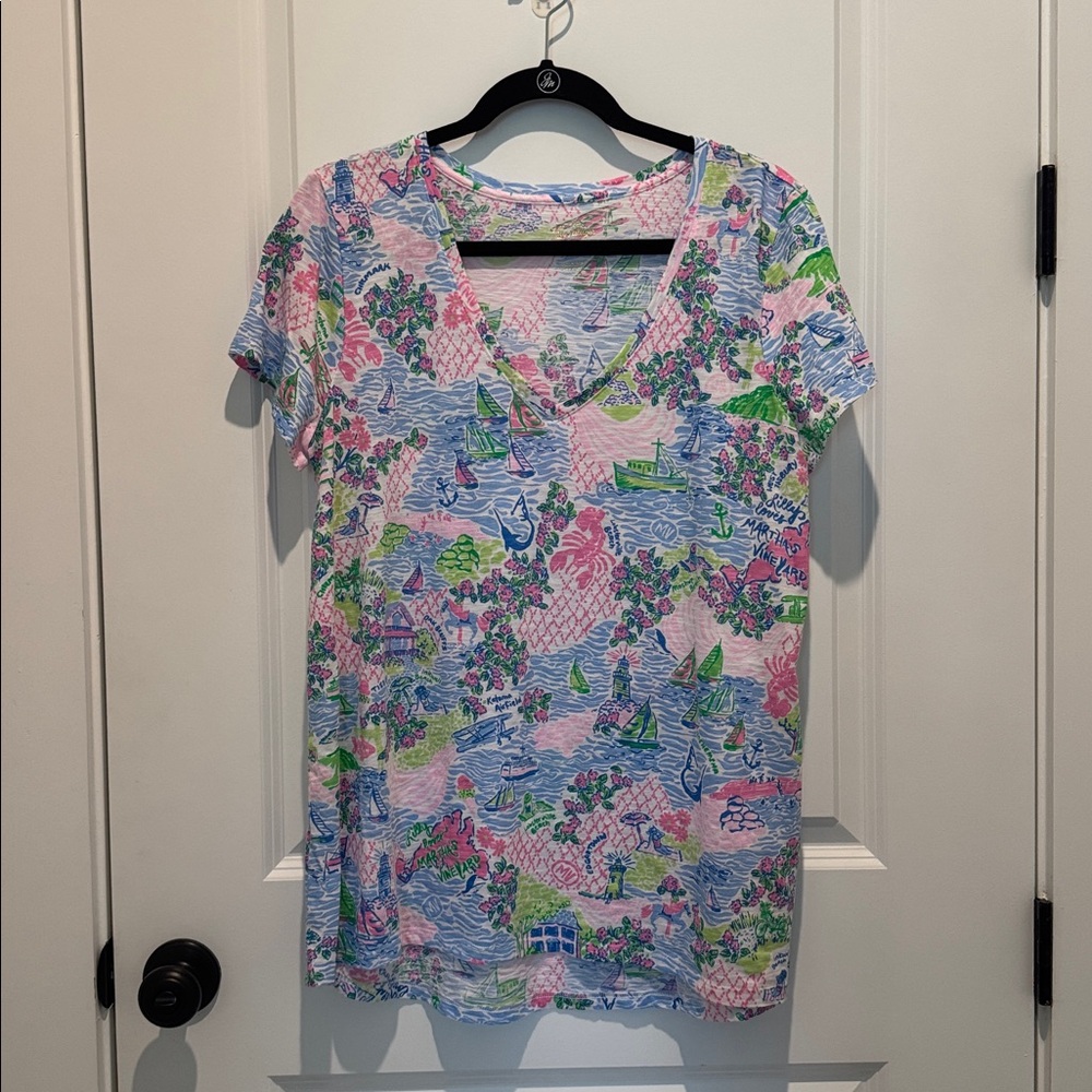 Lilly Pulitzer Pastel Sailboat Print Top